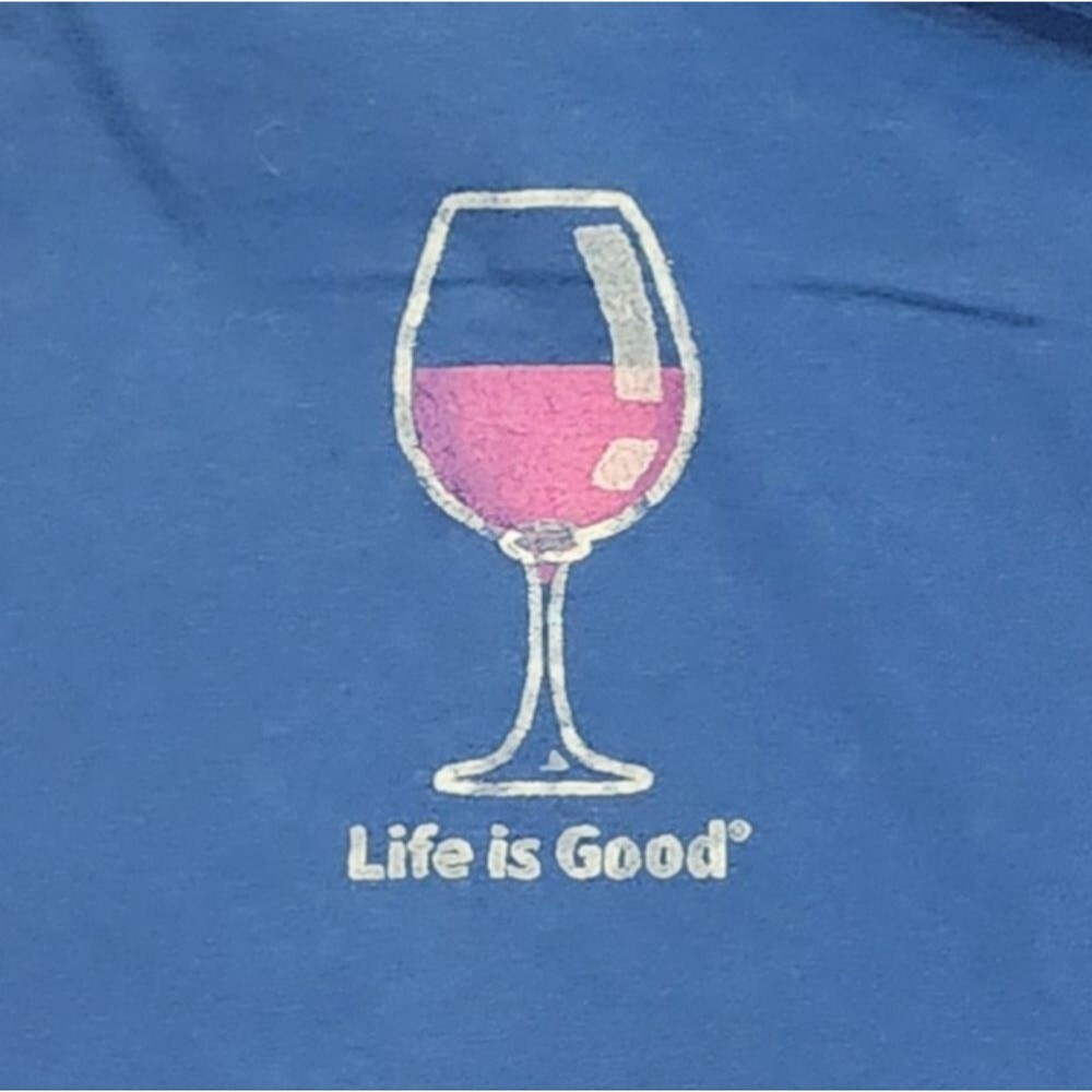 Life is Good Wine Glass Navy Blue Classic Fit T-shirt Size L